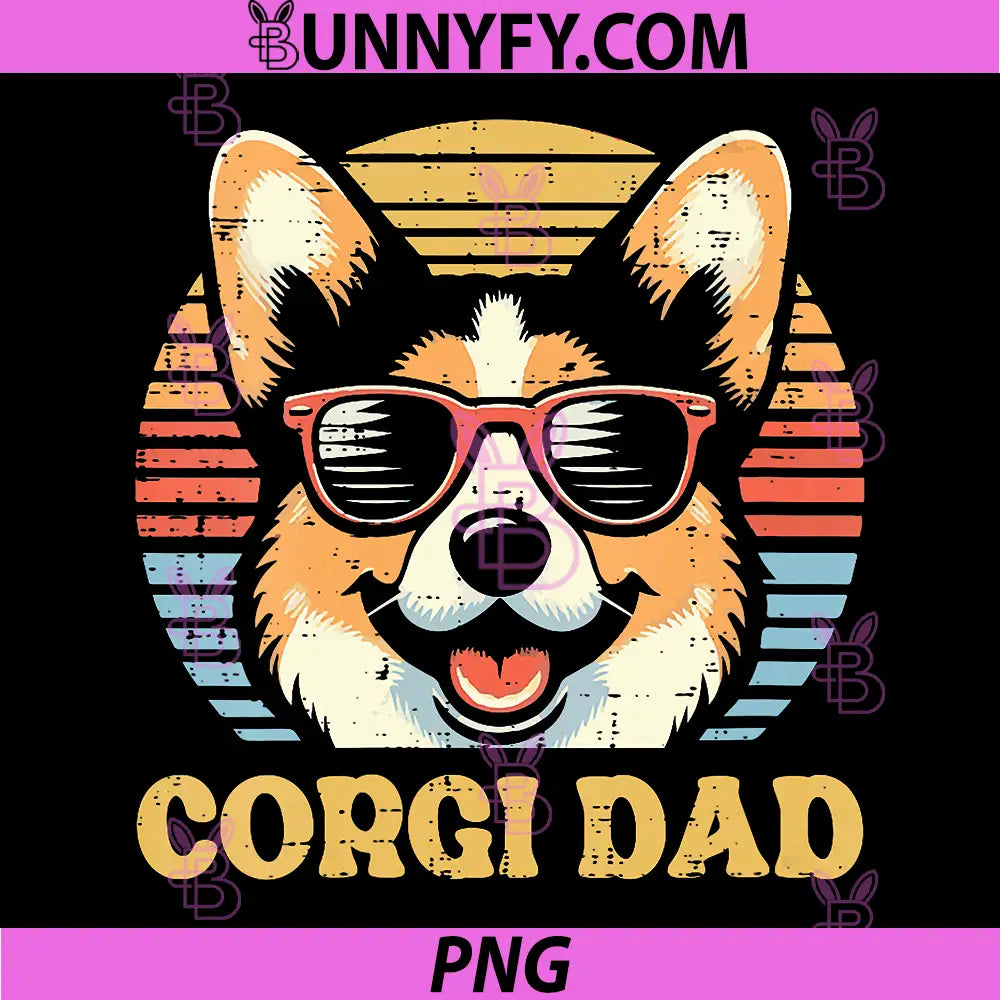 Dog Corgi Dad PNG, Retro Fur Papa Dada PNG