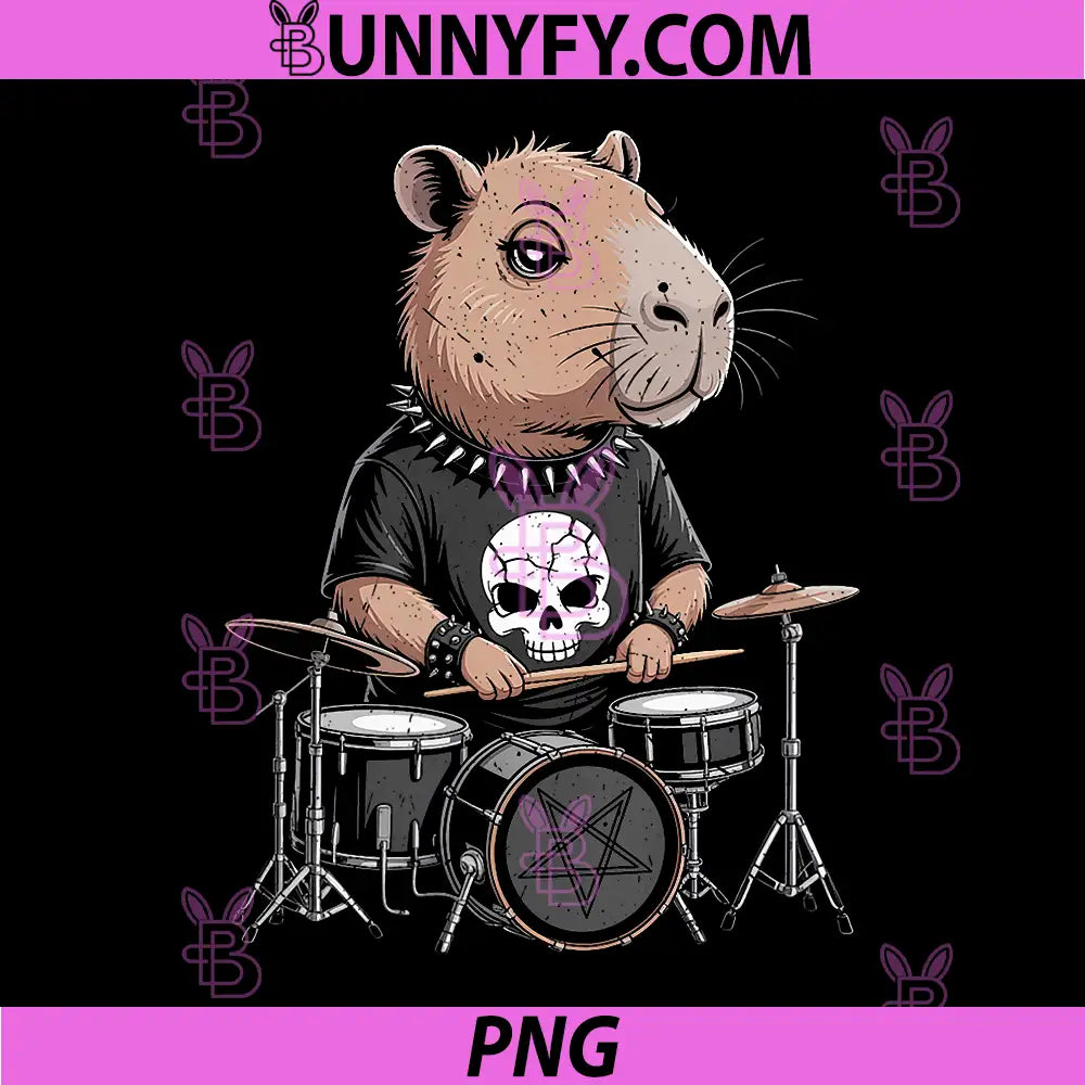 Funny Capybara Drummer Music PNG, Lover Retro Band Sarcastic PNG