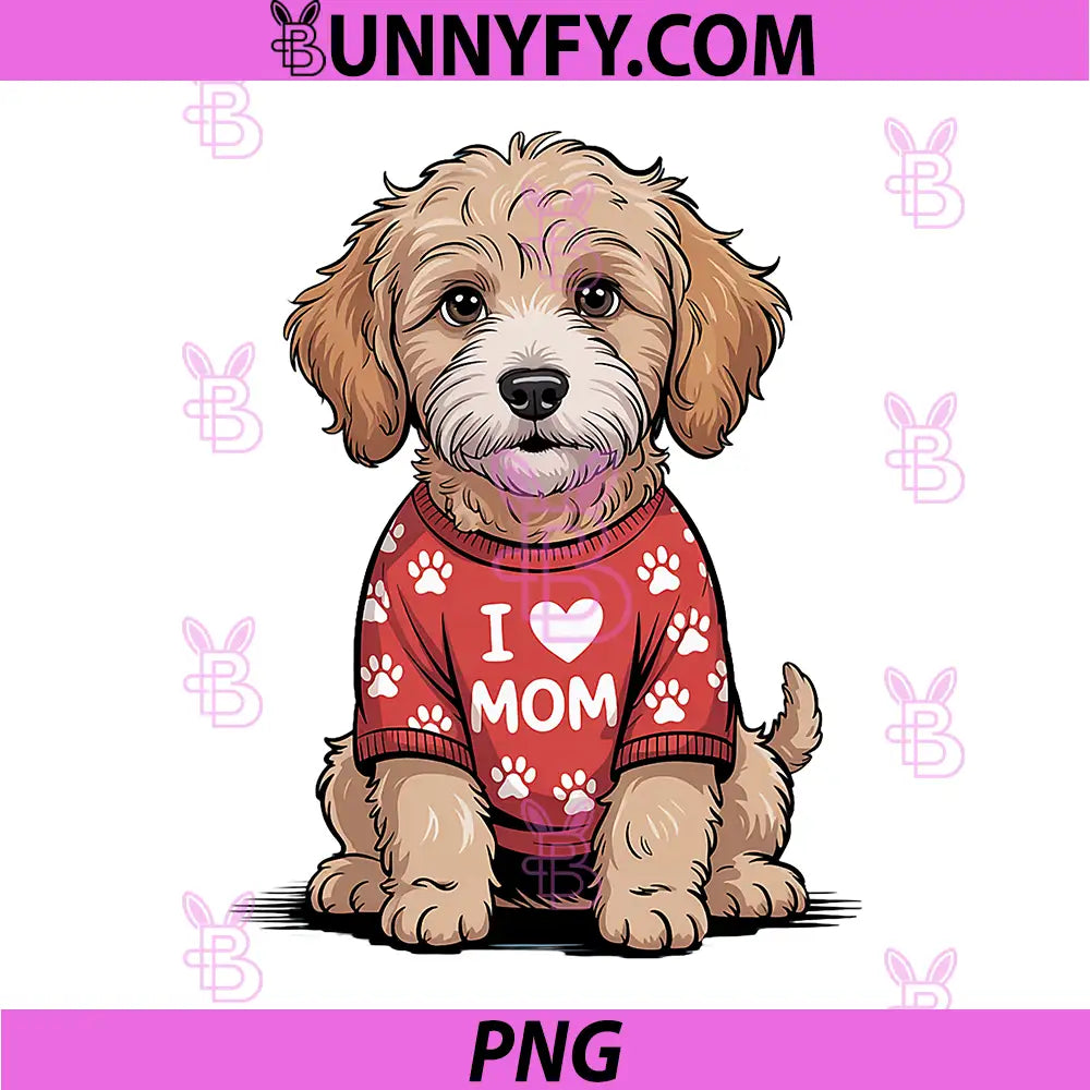 I Love Mom PNG, Goldendoodle Dog Mom PNG