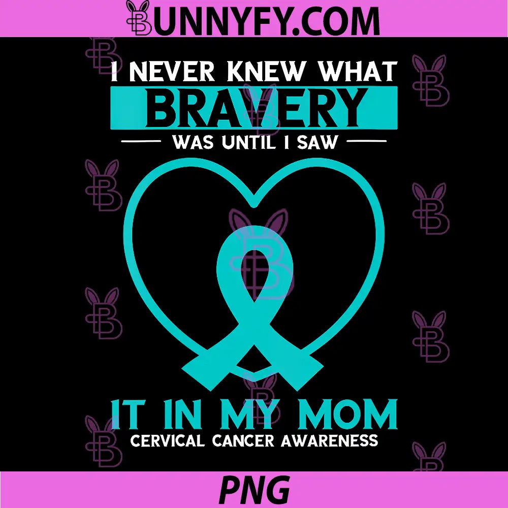 Bravery White Teal Ribbon PNG, Cervical Cancer Awareness PNG