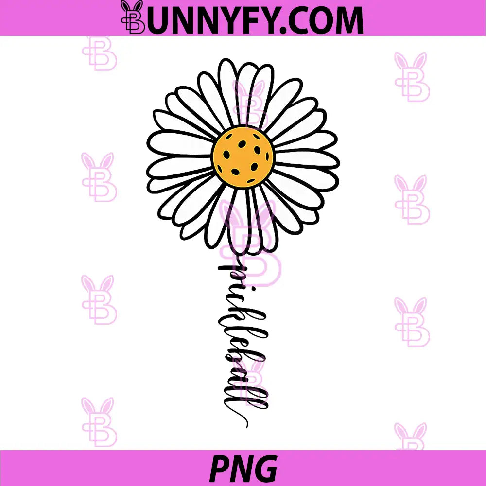 Pickleball Daisy Flower PNG, Cute Pickleball Floral Sports PNG