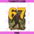 Womens Retro Six Seven PNG, Meme 67 Bigfoot Cryptid Viral Internet Trend PNG