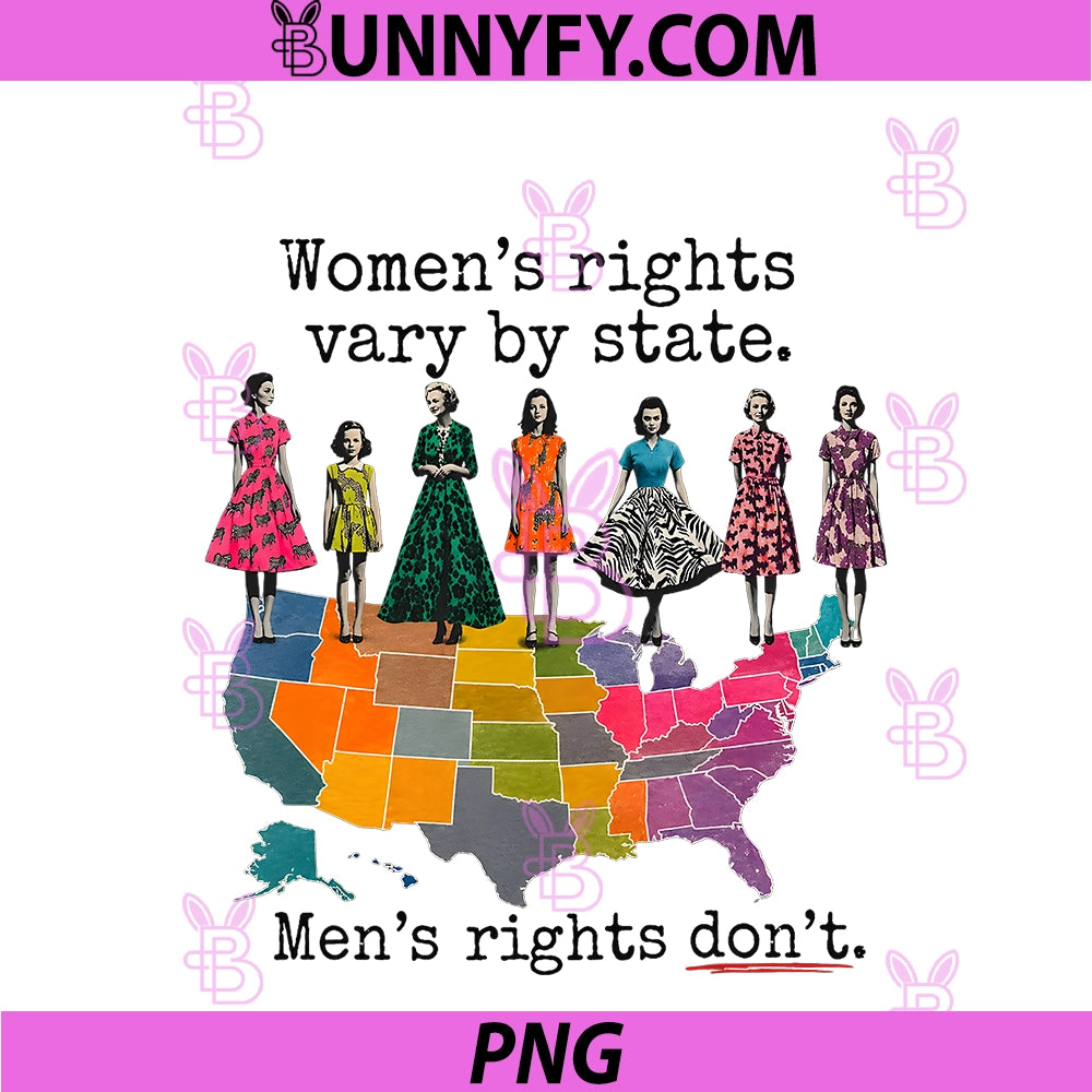 Womens Rights Vary By State PNG, Vintage Map Satire PNG