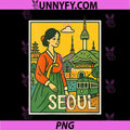 Seoul Korea Retro PNG, Comic Traveling Meet Me in Seoul Trip PNG