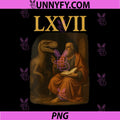 Six Seven Meme LXVII PNG, Renaissance Dinosaur Viral Trend 6 7 PNG