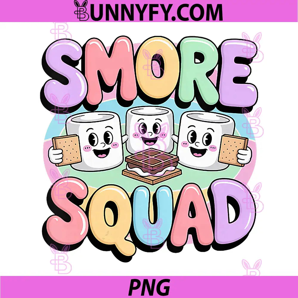 Smore Squad Retro PNG, Campfire Camping Marshmallow Cartoon PNG