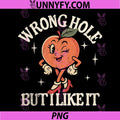 Wrong Hole But I Like It PNG, Funny Peach Vintage Quote Graphic PNG
