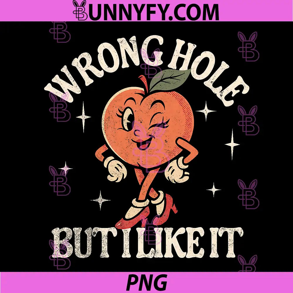 Wrong Hole But I Like It PNG, Funny Peach Vintage Quote Graphic PNG