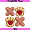 XOXO Dog Paw Print Crochet Yarn PNG, Valentines Day Coquette Dog PNG