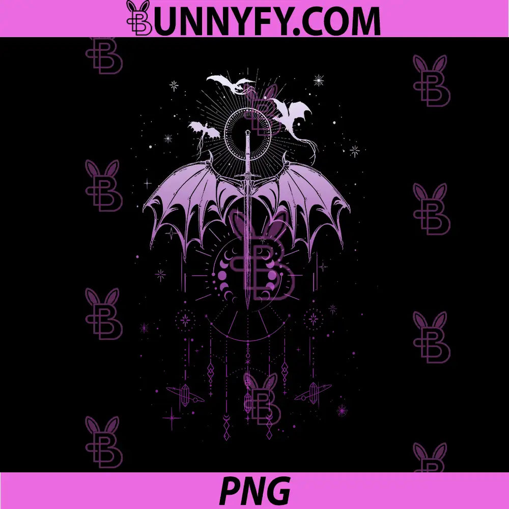 Gothic Bat Wing Sword Sigil PNG, Dark Fantasy Celestial Art PNG