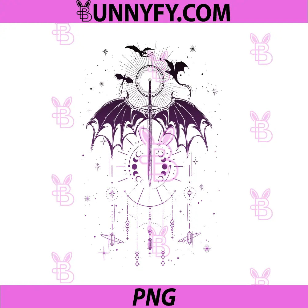 Purple Bat Wing Sword Emblem PNG, Gothic Celestial Magic PNG