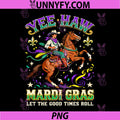 Yee Haw Mardi Gras PNG, Cowboy Horse Carnival Design PNG