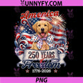 Yellow Labrador Dog 250th PNG, America Patriotic USA 4th of July PNG