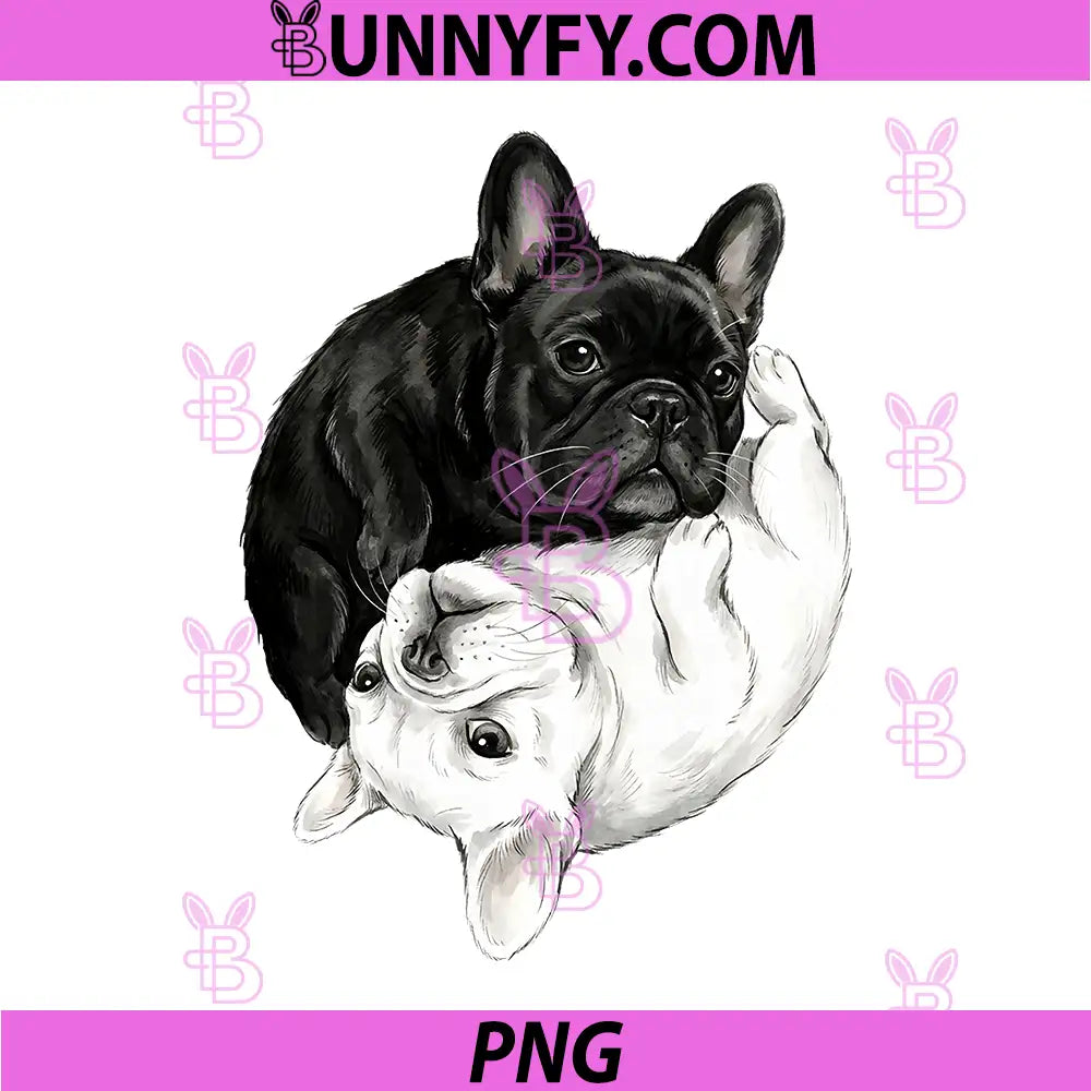 Ying Yang French Bulldogs PNG, Funny Frenchie PNG