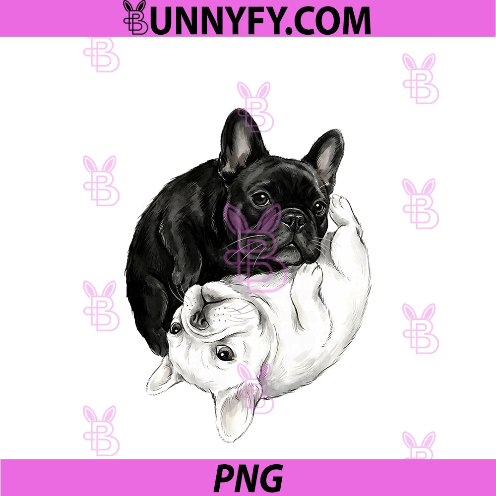 Ying Yang French Bulldogs PNG, Funny Frenchie PNG
