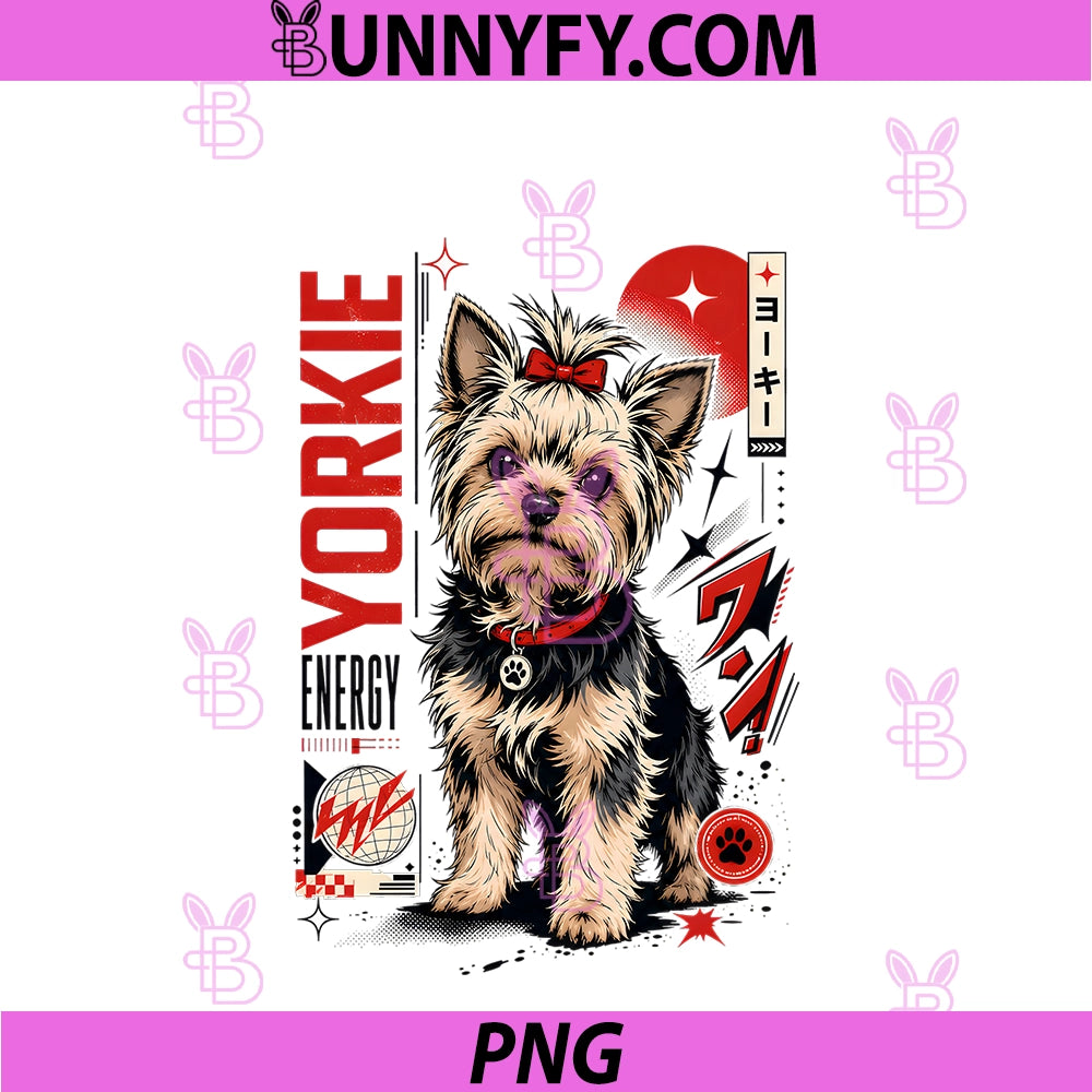 Yorkie Energy Anime Style PNG, Dog Lover Design PNG