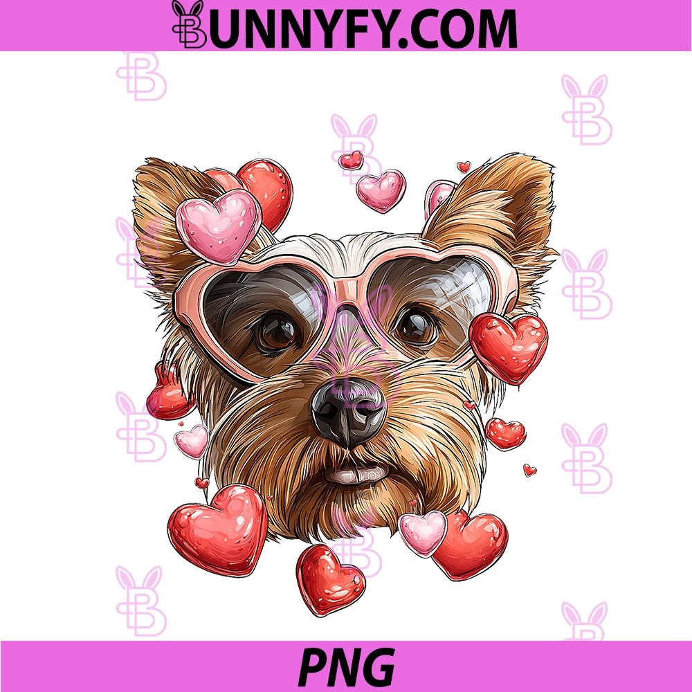 Yorkshire Terrier Dog Yorkie PNG, Valentine's Day Heart Glasses PNG