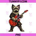 Yorkshire Terrier Rock Musician PNG, Playing Red Electric Guitar PNG