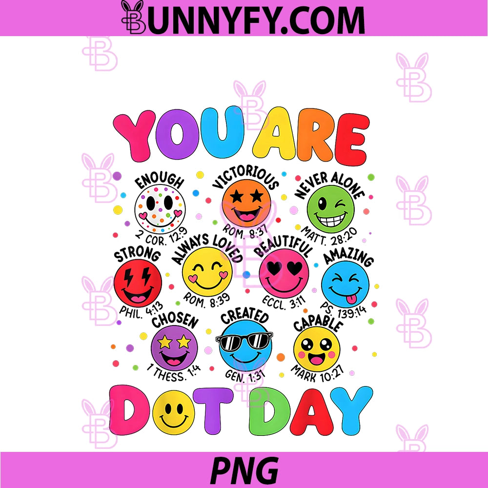 You Are Enough PNG, Colorful Polka Dot Smile Face Christian Kids PNG