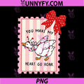 You Make My Heart Go Honk PNG, Valentine Goose Preppy Stamp Bow PNG