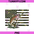 Youth Boy Local Camo Trout Fishing Camouflage PNG, American Flag PNG