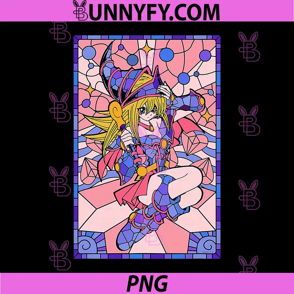 Yu-Gi-Oh! Dark Magician Girl Cute PNG, Stained Glass Anime PNG