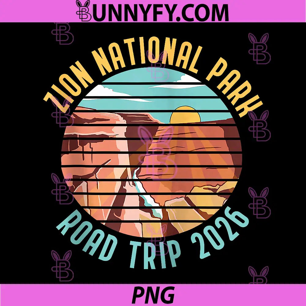 Zion National Park Road Trip 2026 PNG, Retro Angels Landing PNG