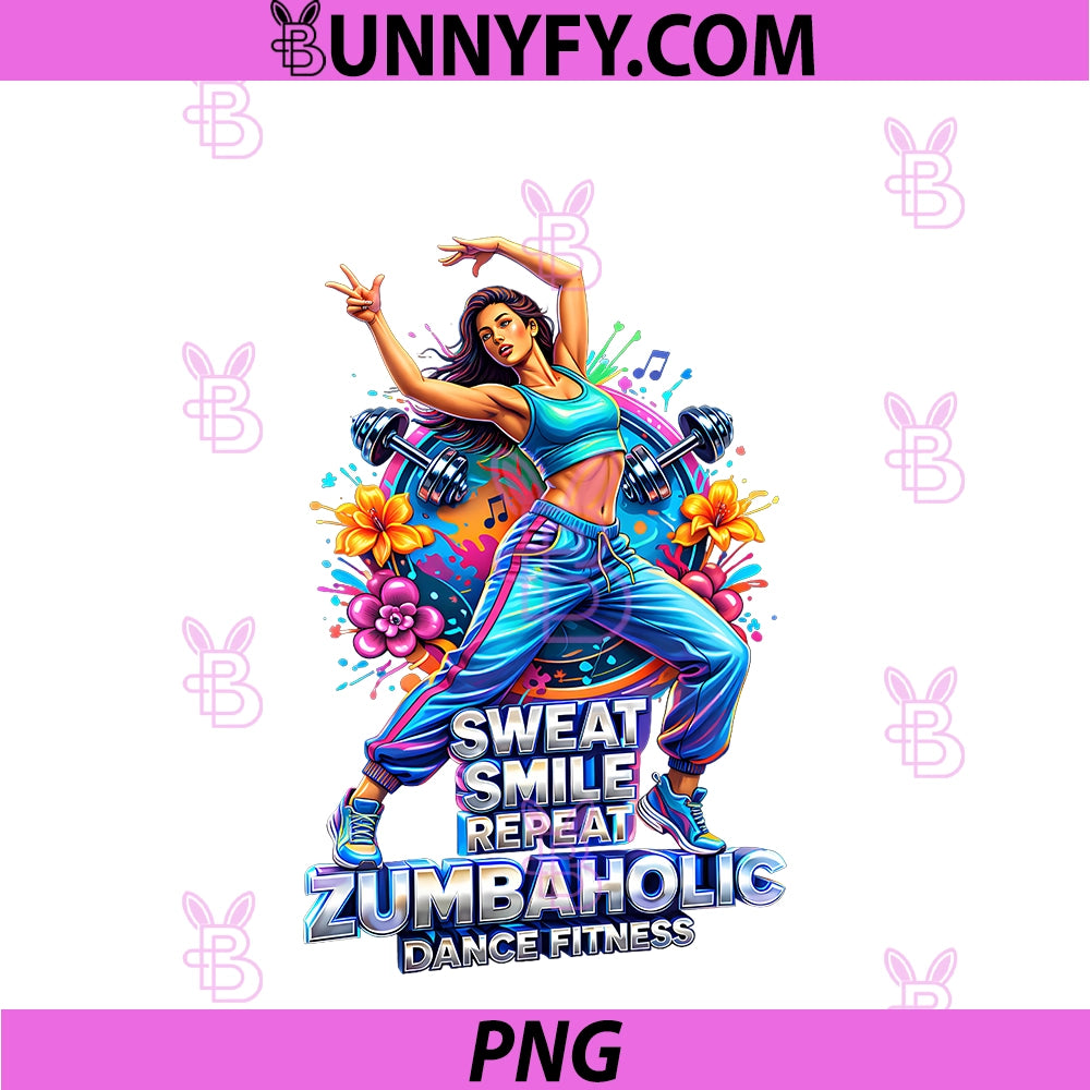 Zumbaholic Sweat Smile Repeat Dance Fitness PNG, Workout Exercise PNG