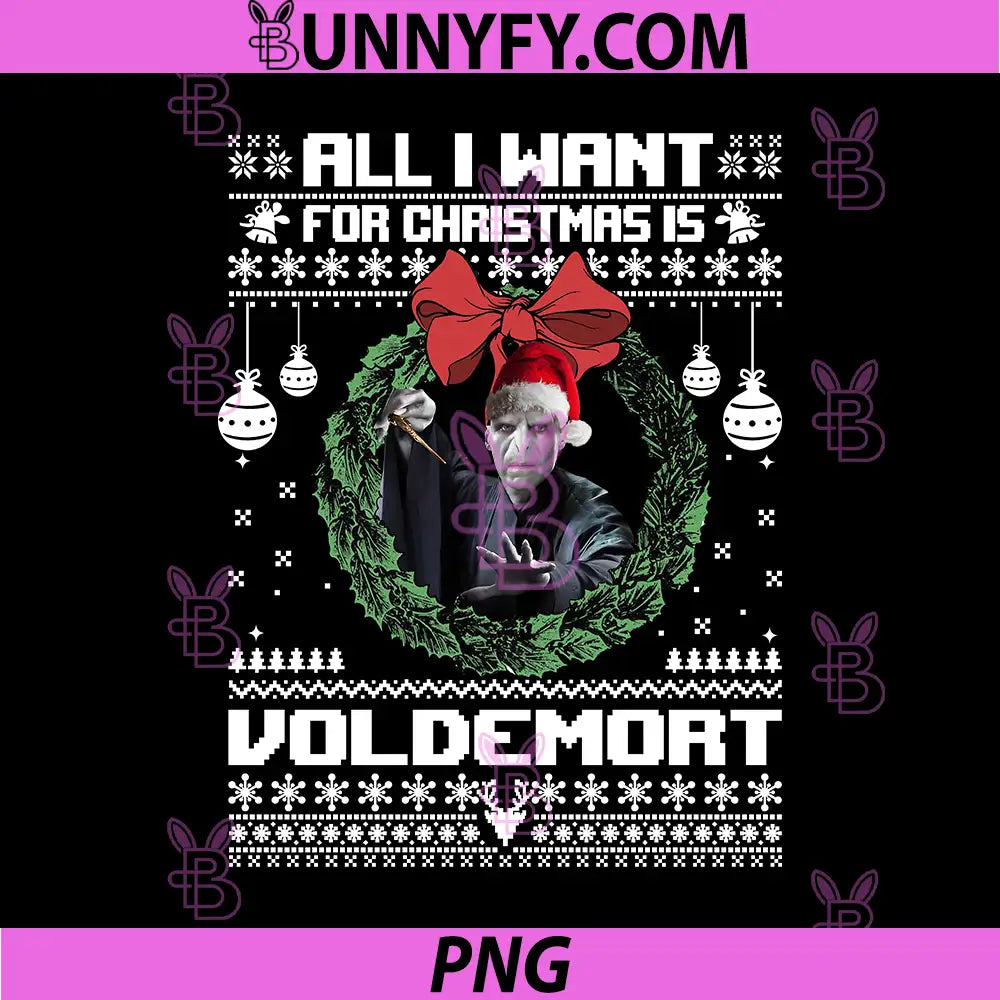 All I Want For Christmas Is Voldemort PNG, Voldemort Christmas Wreath Art PNG