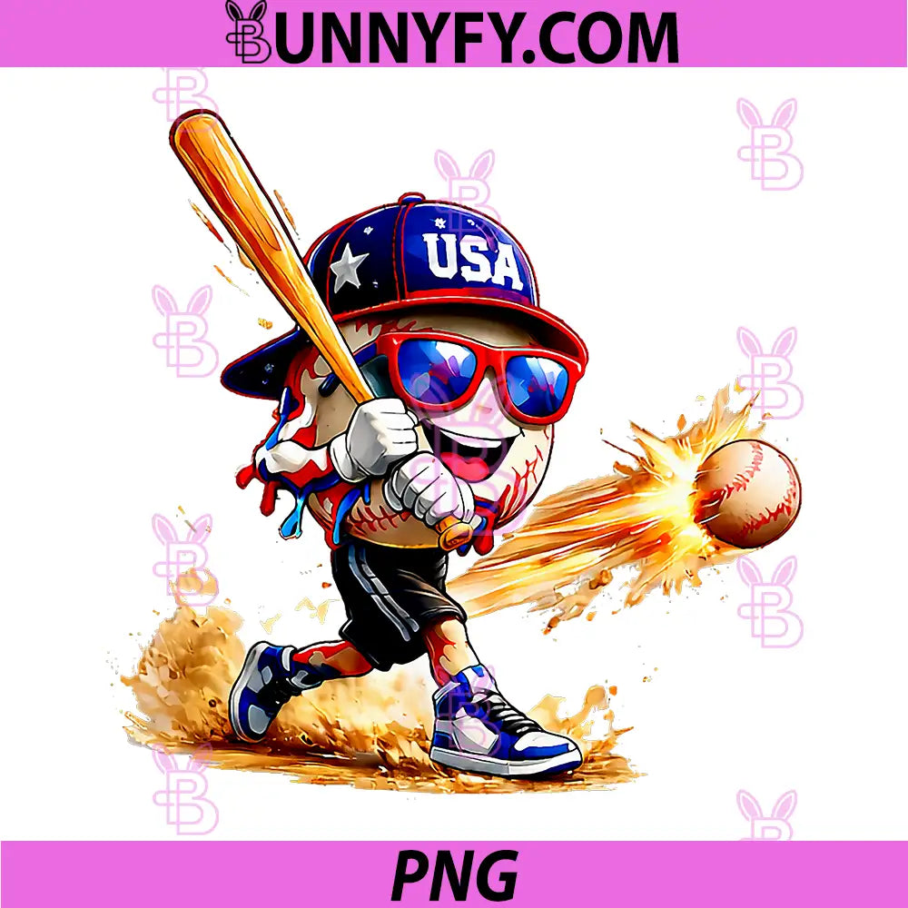 Baseball Drip Ice Cream PNG, Ice Cream USA PNG