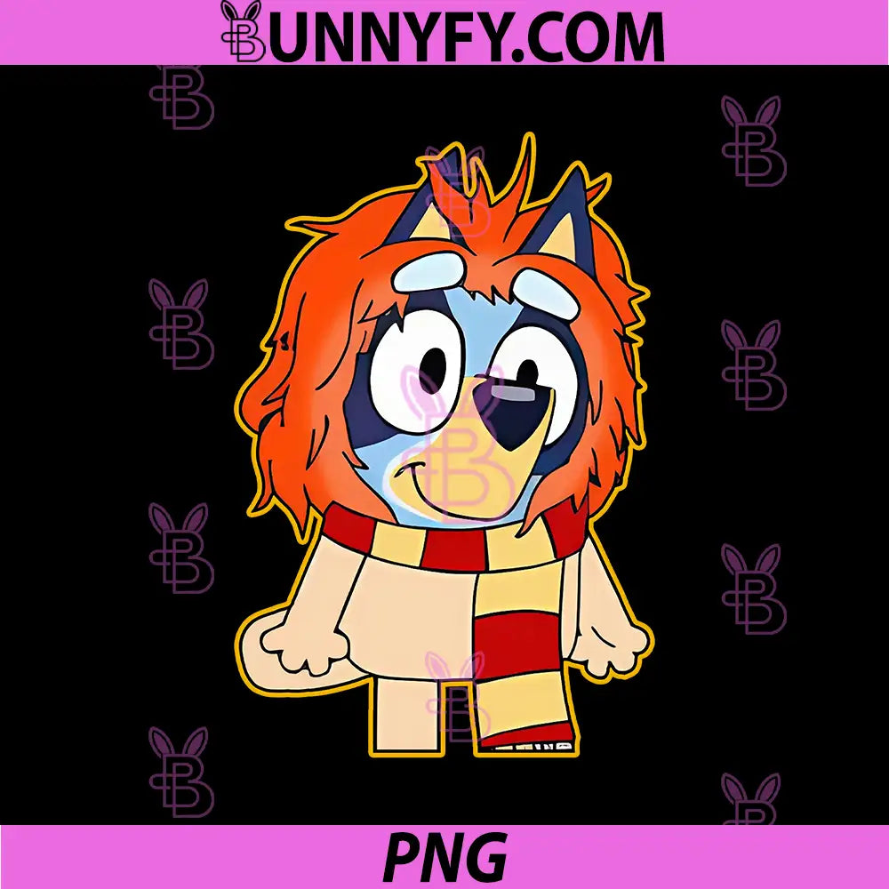 Bluey Potter Gryffindor Wizard PNG, Bluey Gryffindor Scarf PNG
