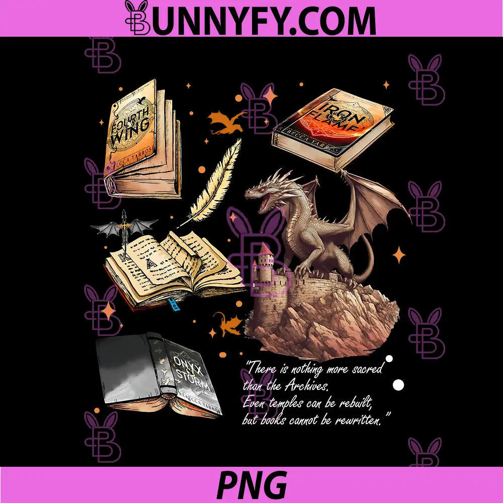 Fourth Wing Fantasy Book Collage PNG, Dragon Archive Quote PNG