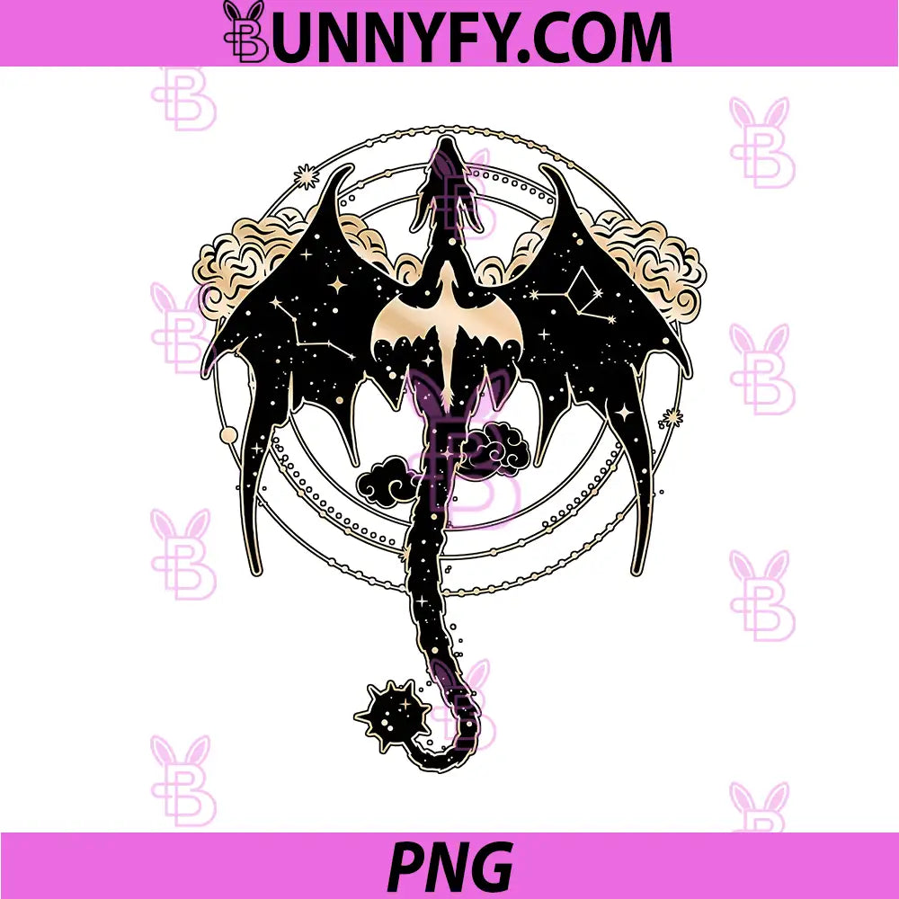 Fourth Wing Dragon Constellation Art PNG, Fantasy Dragon Rider Symbol PNG