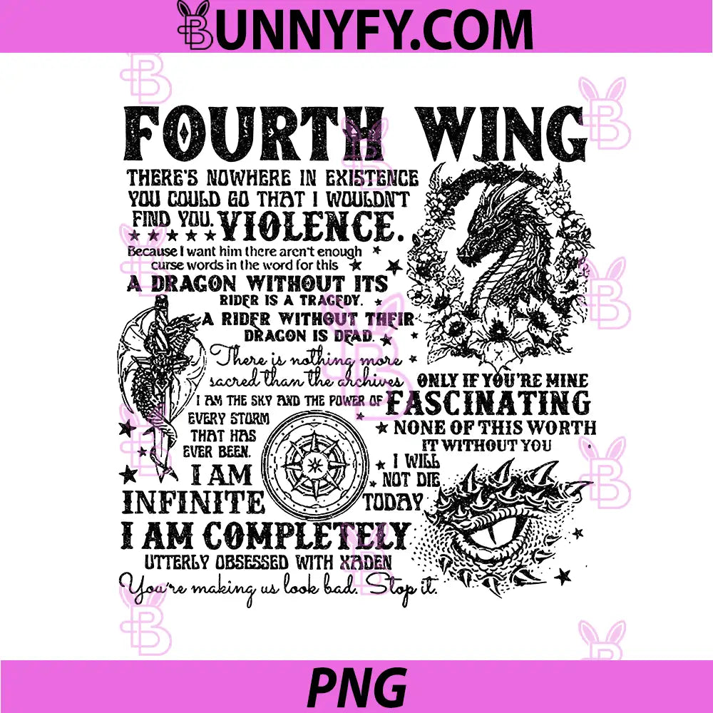 Fourth Wing Dragon Rider Quotes PNG, Fantasy Dragon Typography Collage PNG