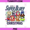 Having A Super Bluey Christmas Superhero Family Team PNG, Festive Bluey PNG
