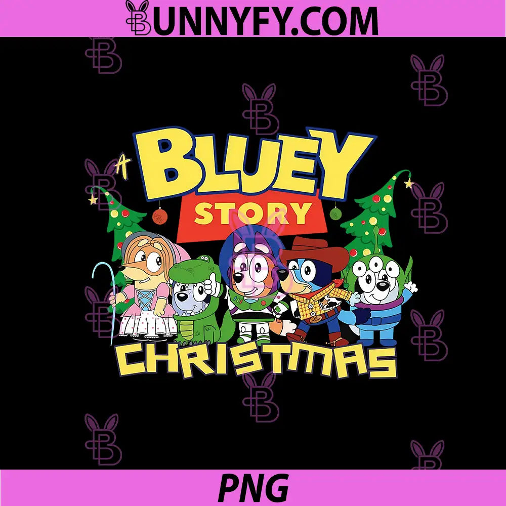 Bluey Story Christmas Toy Theme Group Characters PNG, Bluey Holiday PNG