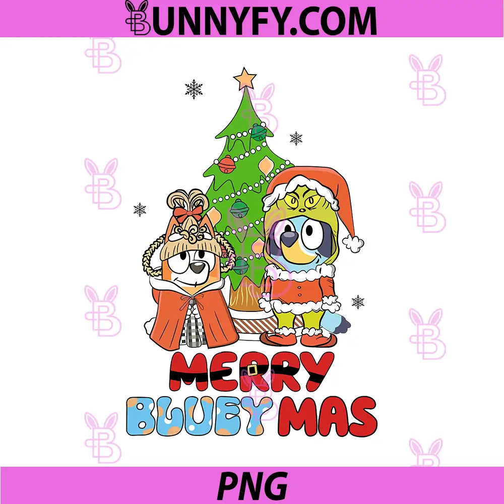 Merry Blueymas Christmas With Festive Characters PNG, Cute Holiday Blueymas PNG