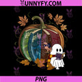 Halloween Pumpkin Book Wizard PNG, Cute Ghost Reading Magic Book PNG