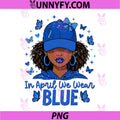 In April We Wear Blue PNG, Ribbon Black Autism Awareness PNG