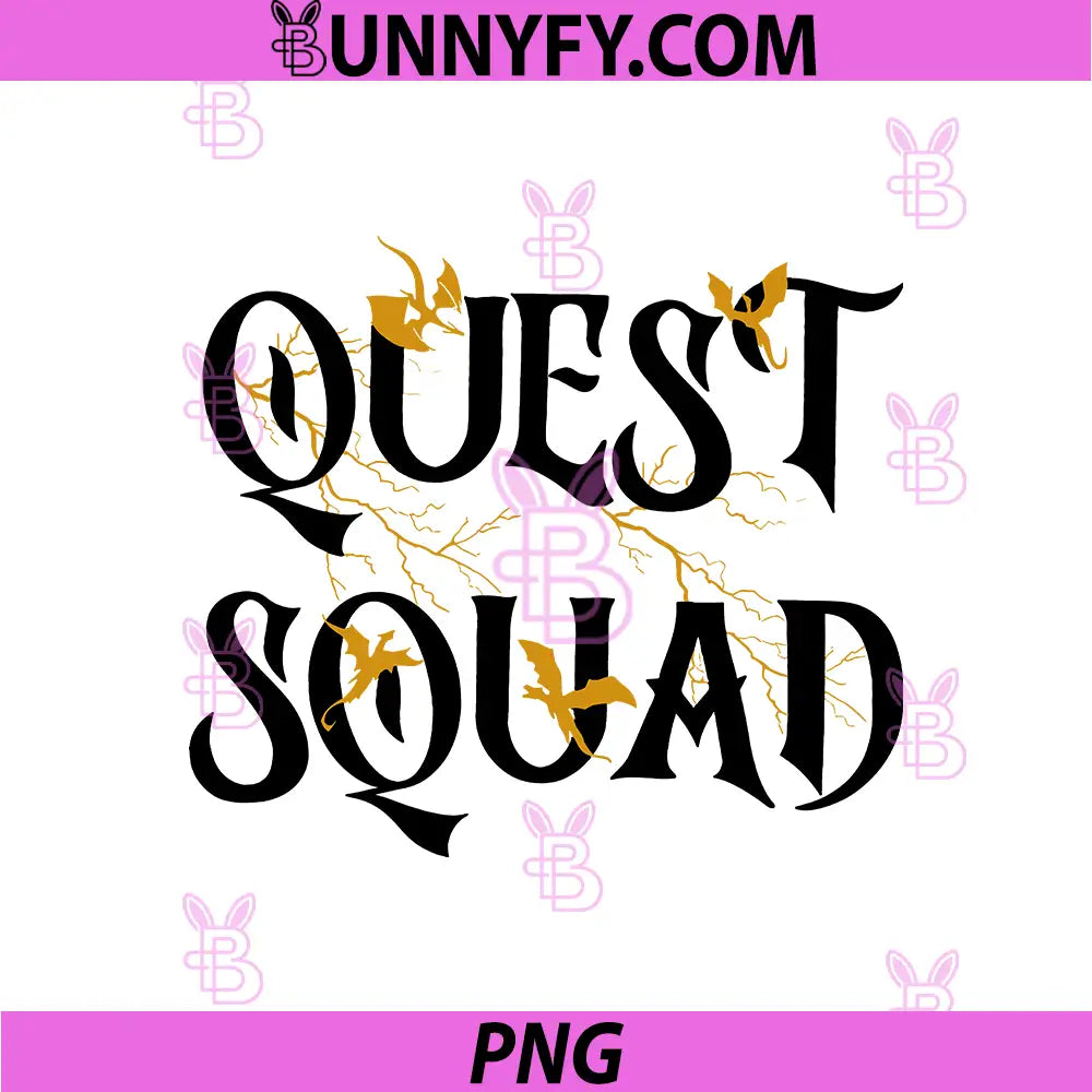 Quest Squad Dragon Lightning Typography PNG, Quest Squad Epic Fantasy Quote PNG