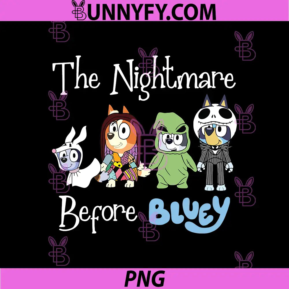 The Nightmare Before Bluey PNG, Halloween Bluey Style Cartoon PNG