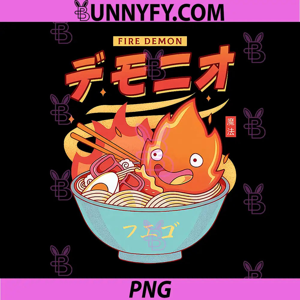Fire Demon Ramen Bowl Illustration PNG, Cute Flame Japanese Noodle PNG