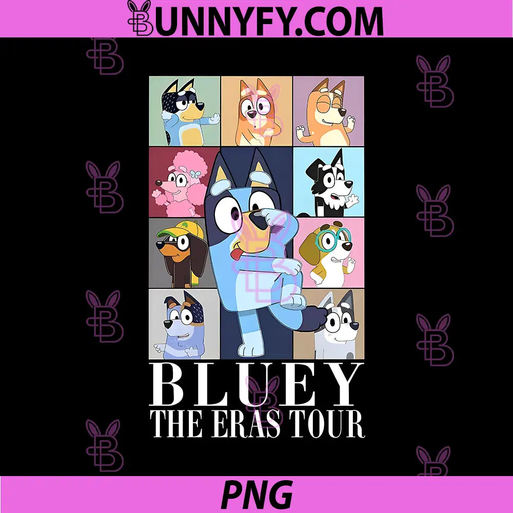 Bluey The Eras Tour Design PNG, Cute Bluey Family Art PNG