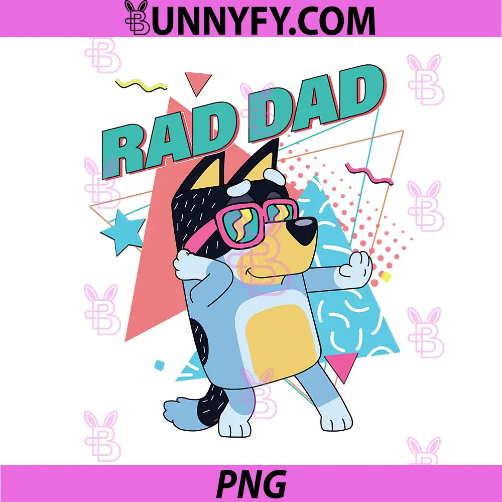 Rad Dad Cool Cartoon Dog PNG, Funny Retro Dad Cartoon Illustration PNG