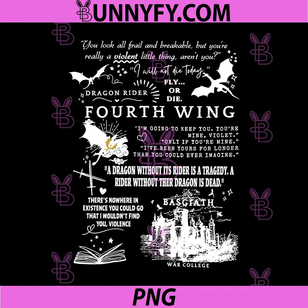 Fourth Wing Dragon Rider Quote Art PNG, Basgiath War College Quotes PNG